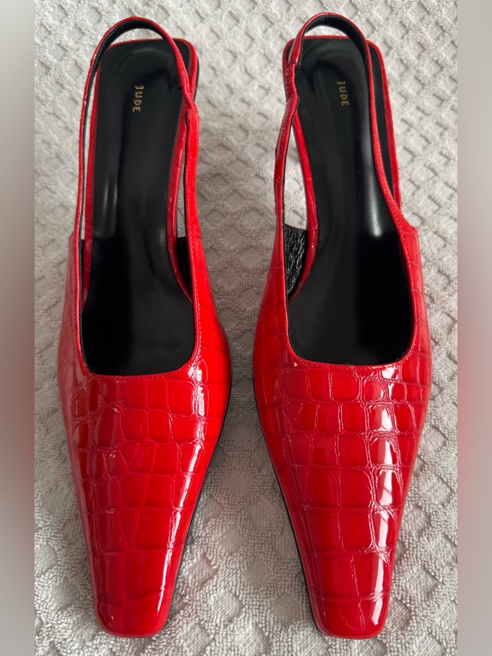 Jude 65mm Iris Slingback Pumps in Red Patent Leather Croc Embossed Size 41 US 11 - Picture 4 of 15